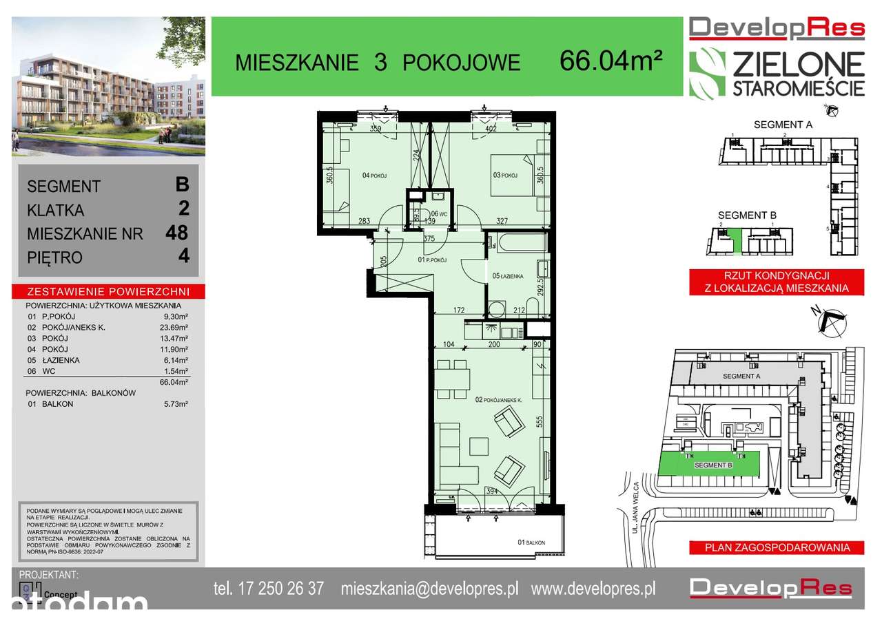 66m2 | 3 pokoje | nowoczesne budownictwo | B-48