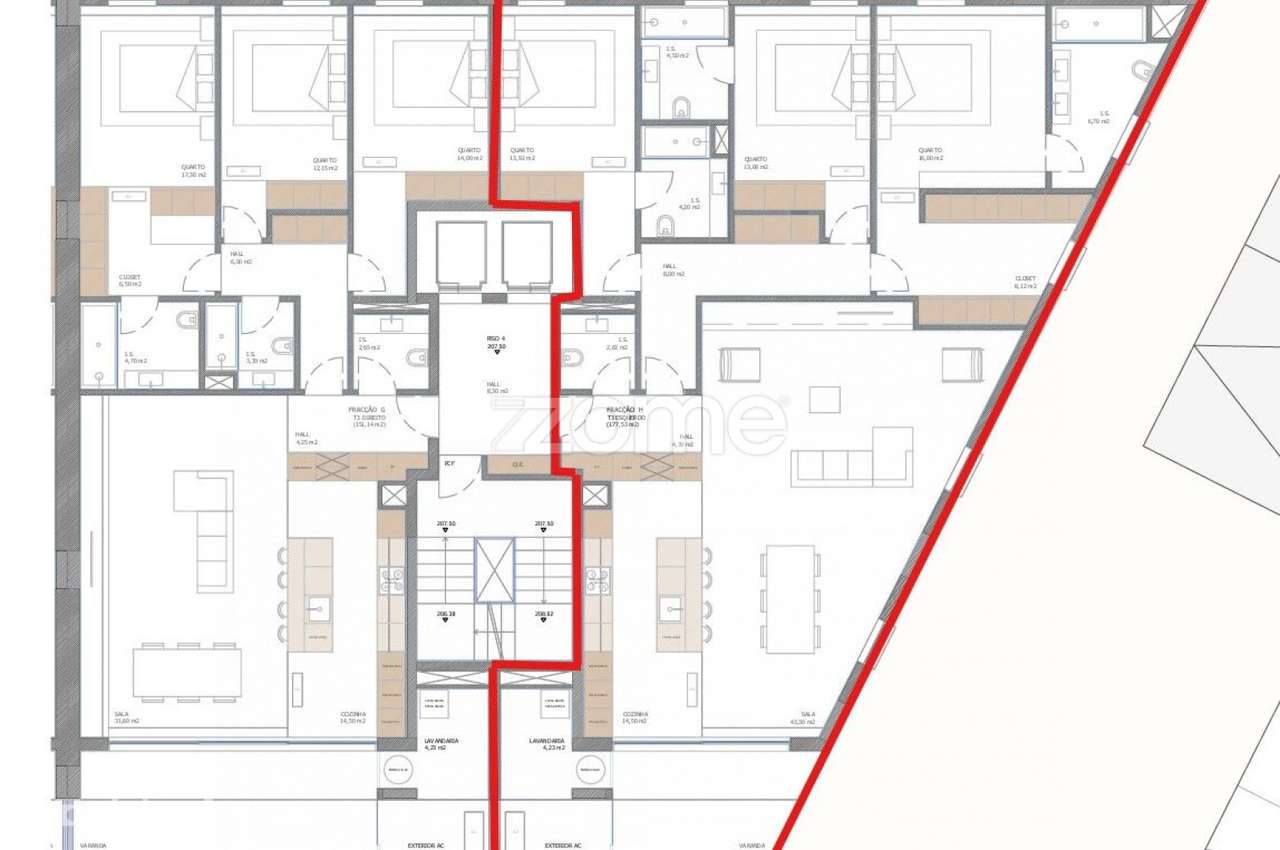 Apartamento T3 esquerdo no Piso 4H c/ 191m² - Nogueira, Braga