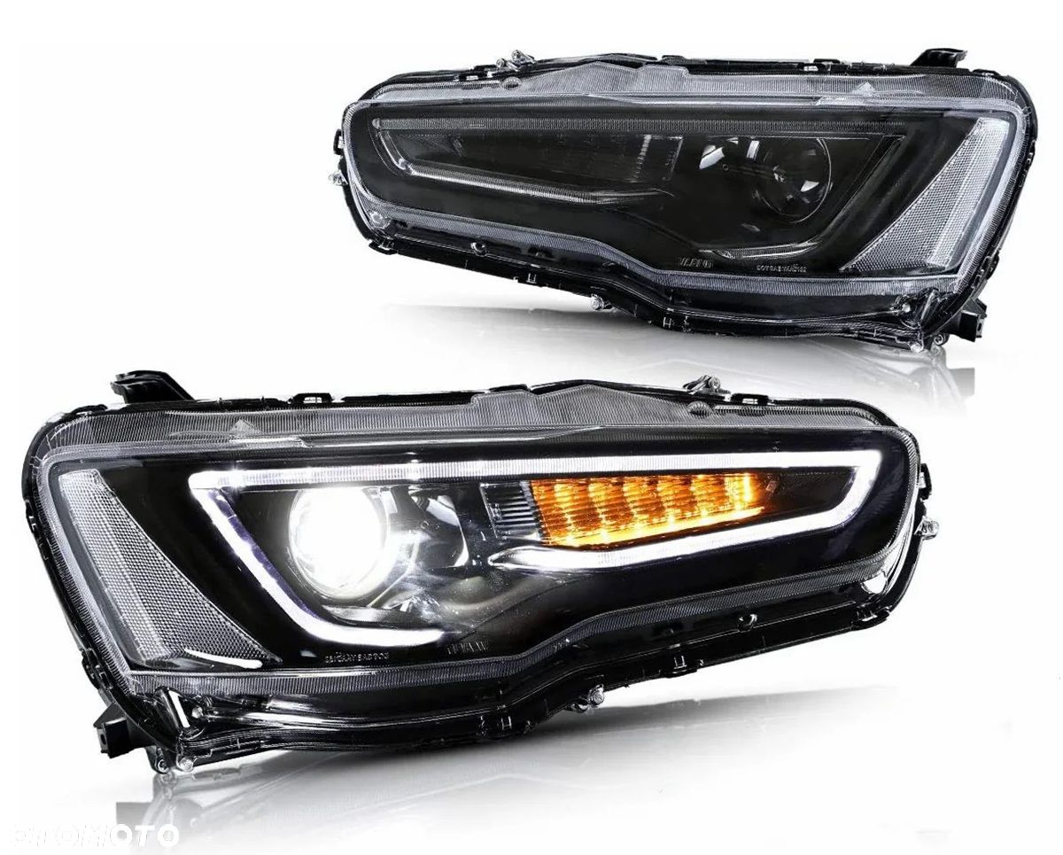Reflektory Lampy kpl Diody Soczewka Black Mitsubishi Lancer VIII 8 i Evo X - 1