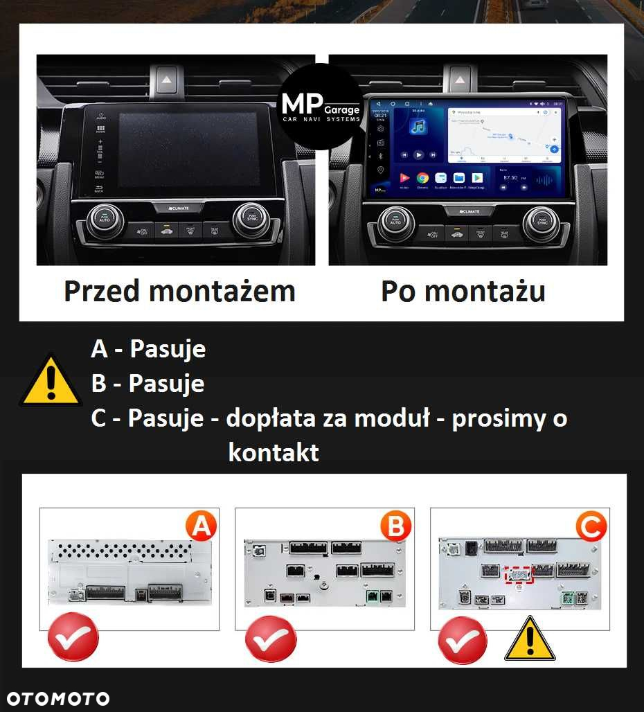 Radio Nawigacja Honda Civic X 10 Android11 CarPlay/AA Qled 4G Montaż - 3