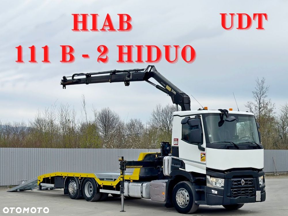 Renault T 380 * LAWETA 7,50 m * HIAB 111 B - 2 HIDUO + PILOT * STAN BDB - 1