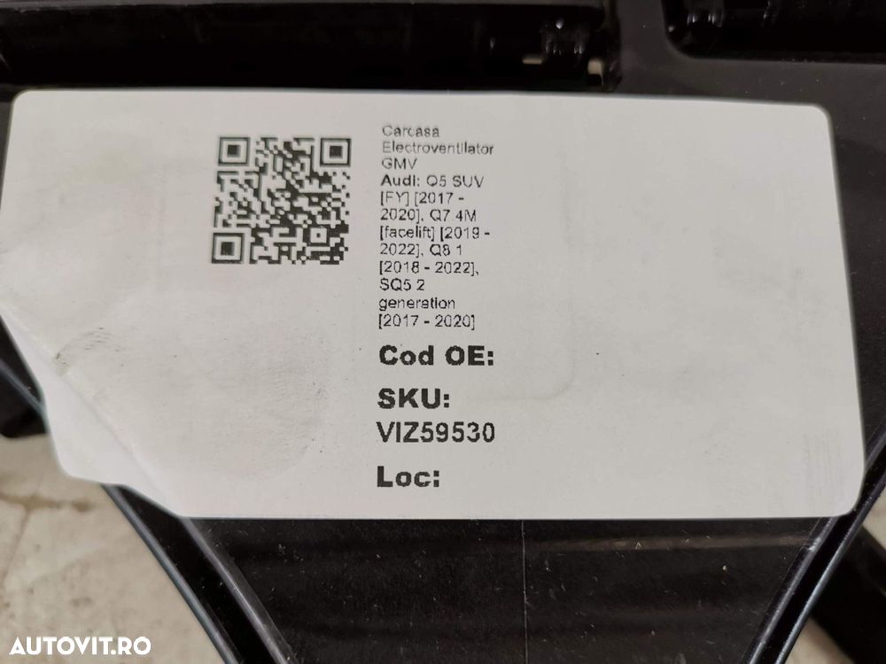 Carcasa Electroventilator GMV Audi Q5 SUV [FY] 2017 2018 2019 2020, Q7 - 8