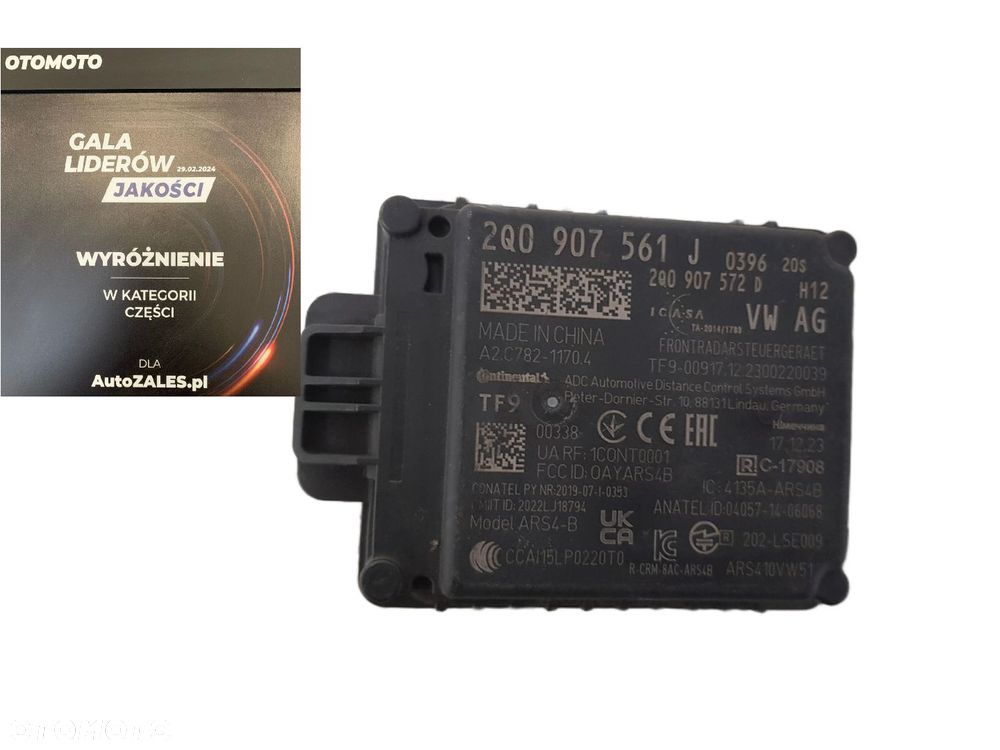 CZUJNIK MODUŁ RADAR SENSOR DISTRONIC ACC VW AUDI SKODA SEAT 2Q0907561J 2Q0907572D - 1