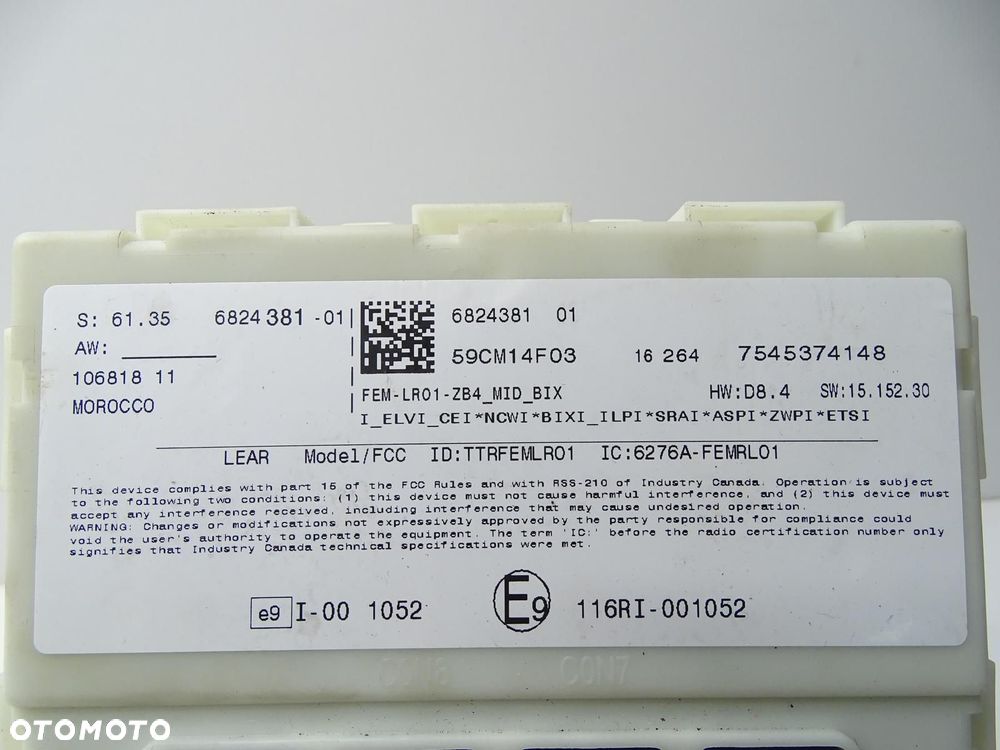 MODUŁ STEROWNIK KOMFORTU FEM 6824381 BMW F30 F31 LCI - 4