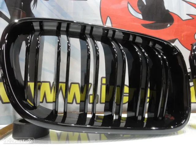 Grelha frontal em preto piano brilhante para BMW X3 F25 2010-2014 M4 look / dupla lâmina em Plastico ABS - 3