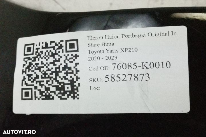 Eleron Haion Portbagaj Original In Stare Buna Toyota  Yaris  XP210 [20 - 7