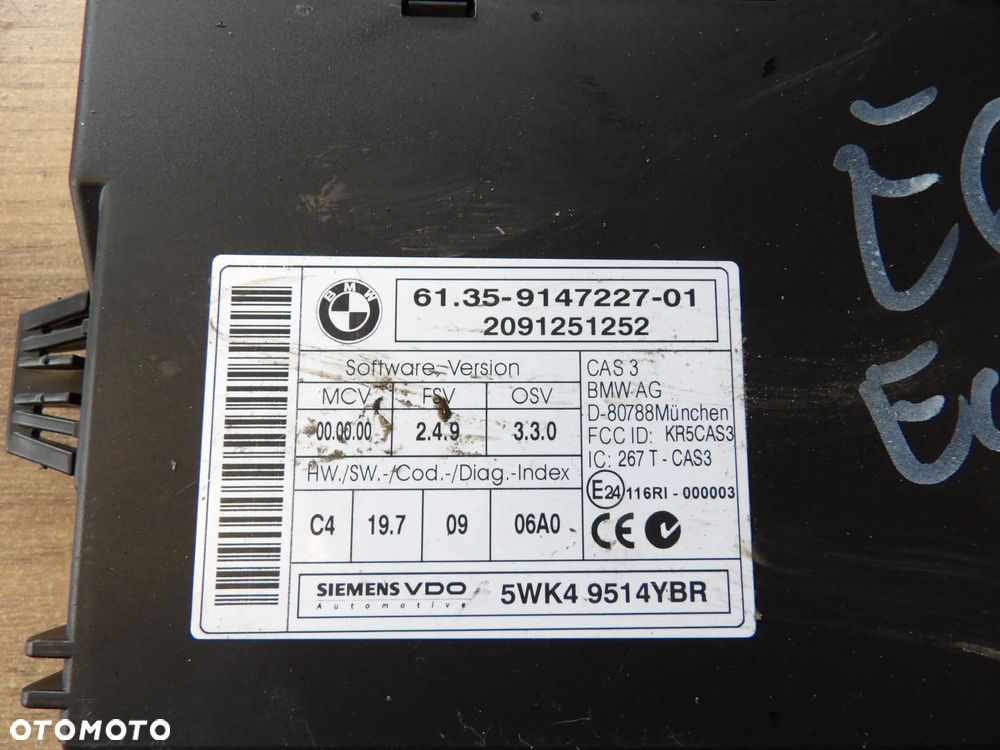 BMW - E60,E61 - MODUŁ , STEROWNIK CAS3 - 9147227 - 2