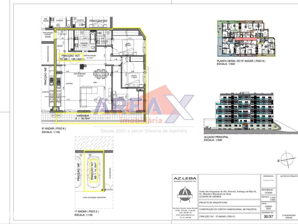 FRAÇÃO AC - 5º andar - T3 - 1 lugar de garagem - Grande imagem: 2/17