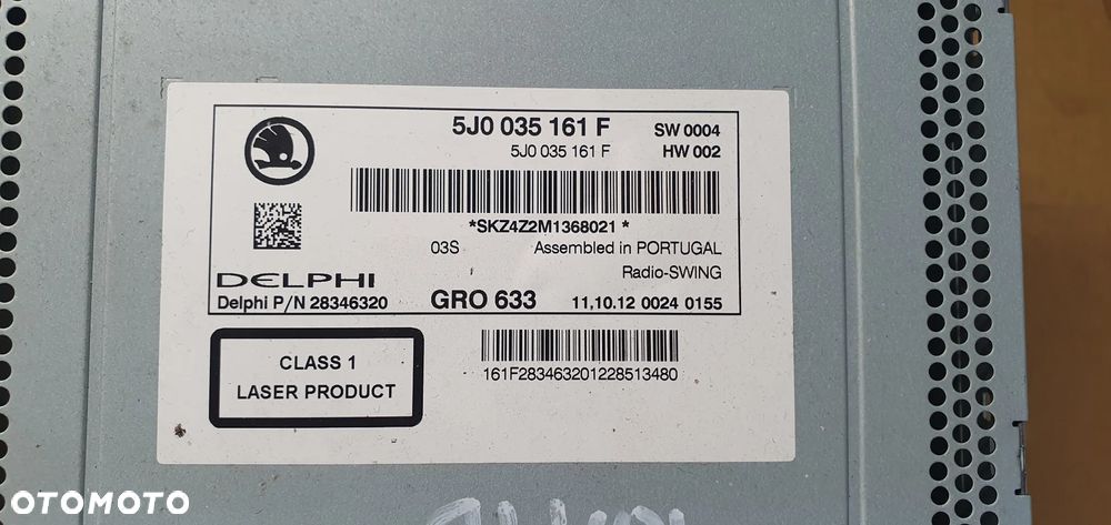 Radio radioodtwarzacz oryginał Skoda Rapid 5J0035161F - 8