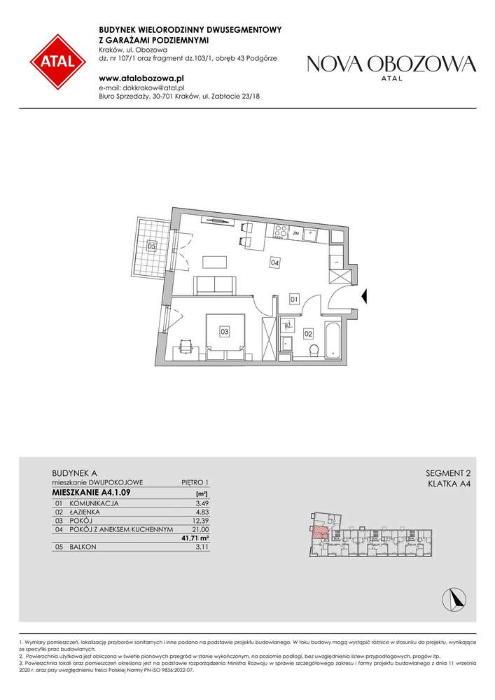 2-pokojowe mieszkanie 41m2 + balkon - Pełny obrazek: 2/14