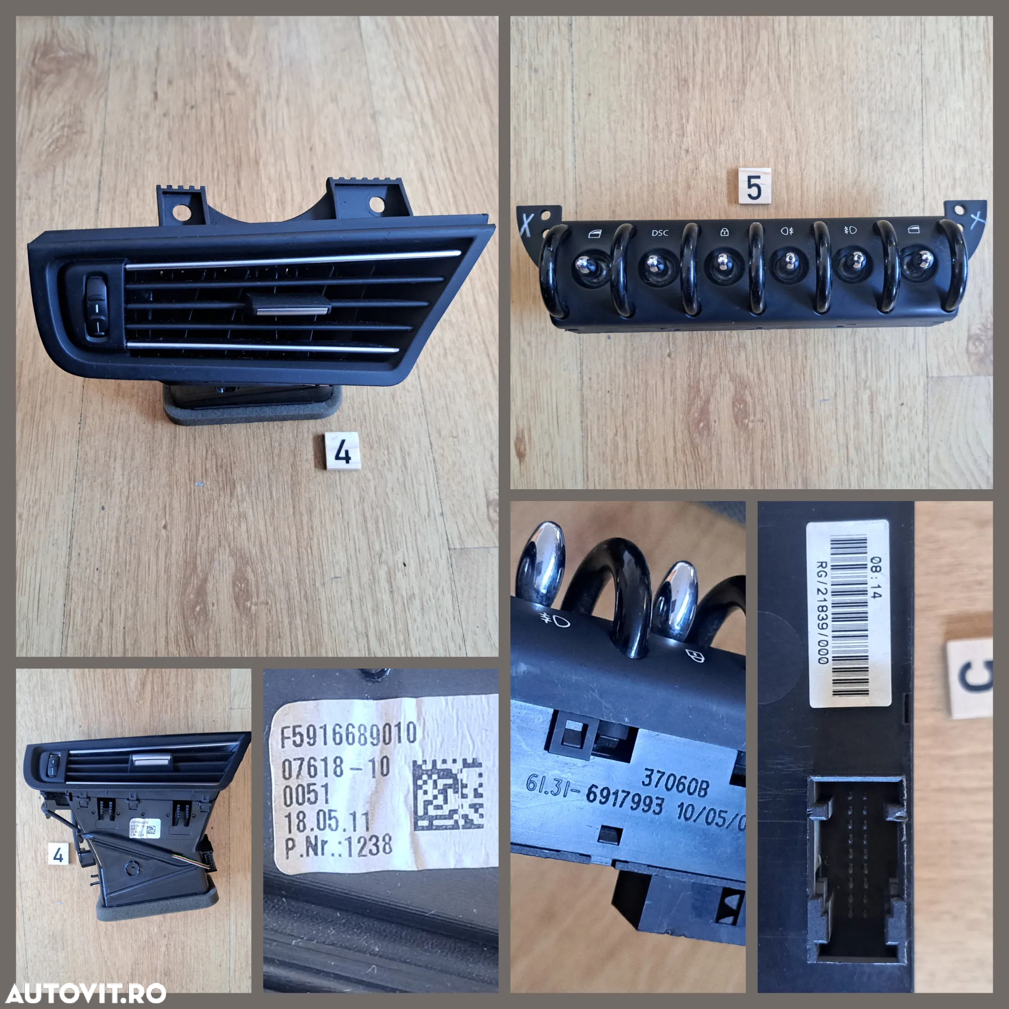Centura dreapta fata incuietoare portbagaj grila aer conditionat stg dr fata panou comenzi geamuri DSC aer conditionat modul senzor portbagaj BMW F Mini cooper R50 R52 R53 - 4
