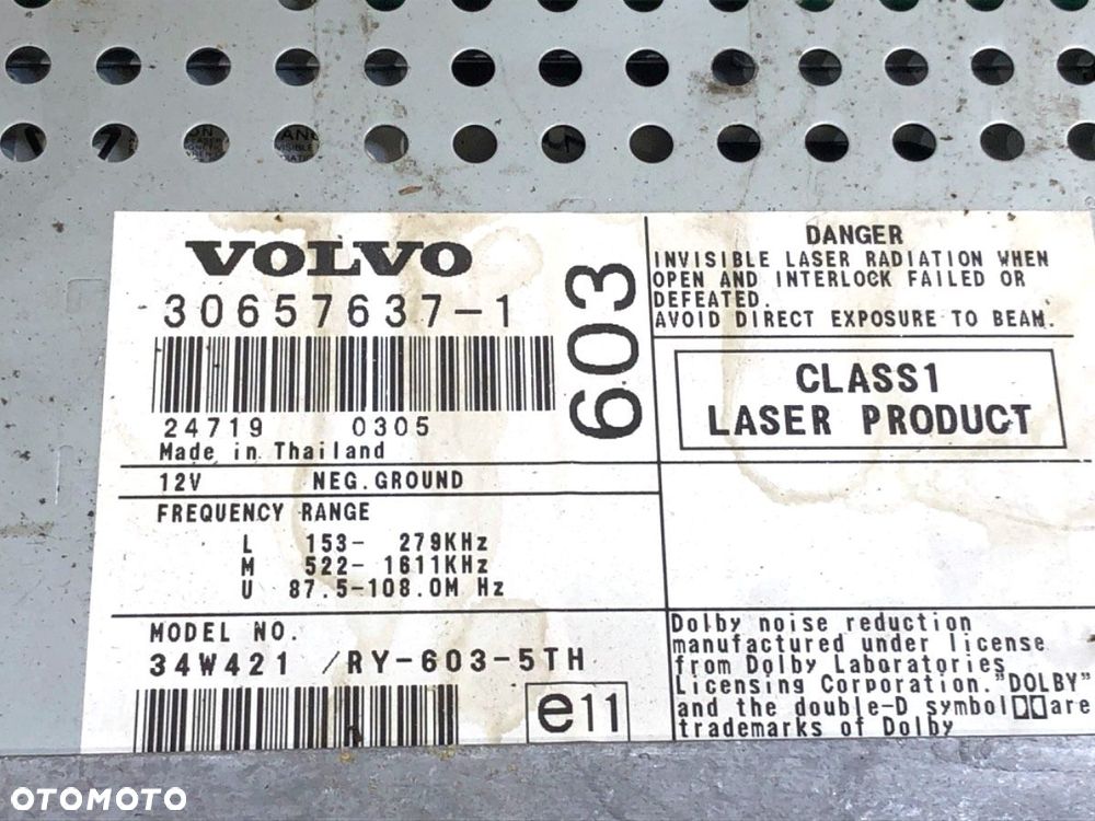 RADIO  VOLVO S60 I (384) 2000 - 2010 2.4 125 kW [170 KM] benzyna 2000 - 2010 30657637 - 5