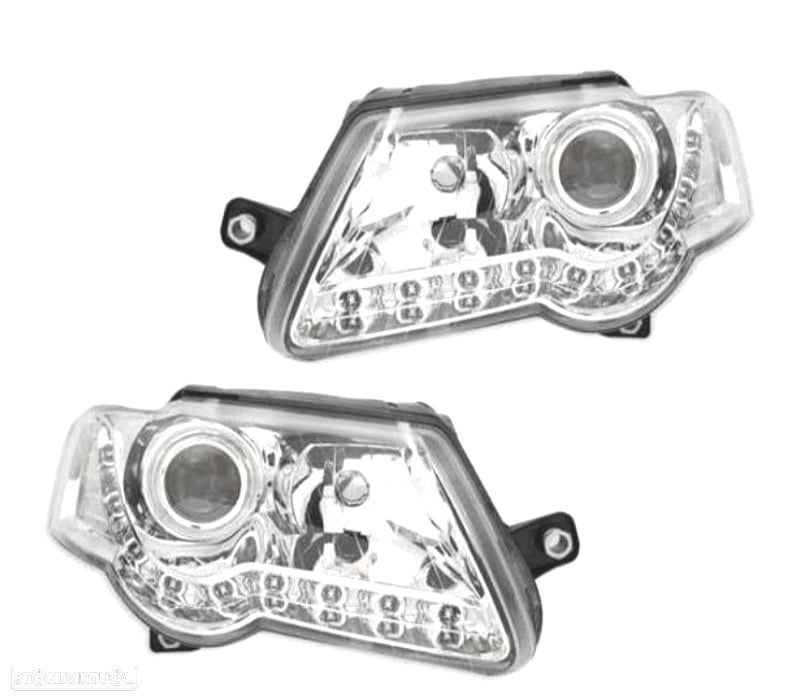 FARÓIS FRENTE LUZ DIURNA PARA VOLKSWAGEN VW PASSAT 3C,05-10 FUNDO CROMADO - 3