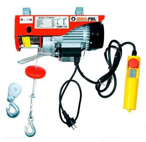 Wciągarka wyciągarka elektryczna 800kg 230V 1300W budowlana linowa - 1