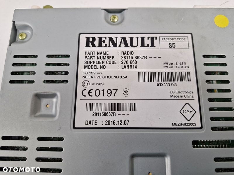 RENAULT SCENIC IV 4 MEGANE IV 4 RADIO NAWIGACJA FABRYCZNE 281158637R - 12