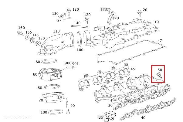 MERCEDES DIESEL OM629 Sruba kolnierza kolektora ssacego OE - 2