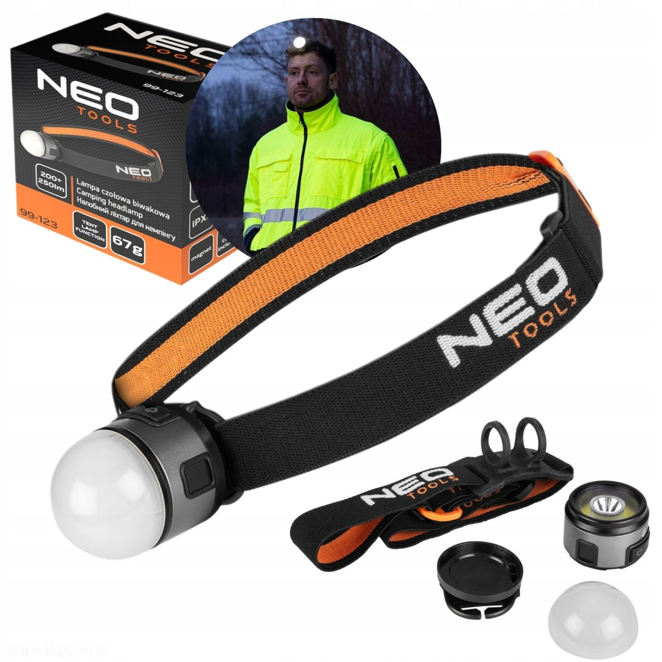 NEO LAMPA CZOŁOWA BIWAKOWA CZOŁÓWKA 250200LM IPX3 99-123 - 14