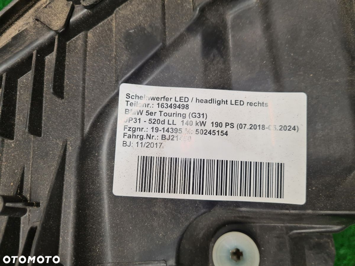 BMW 5 G30 G31 LAMPA PRZÓD LED PRAWA LEWA 8499112 8499111 EU - 6