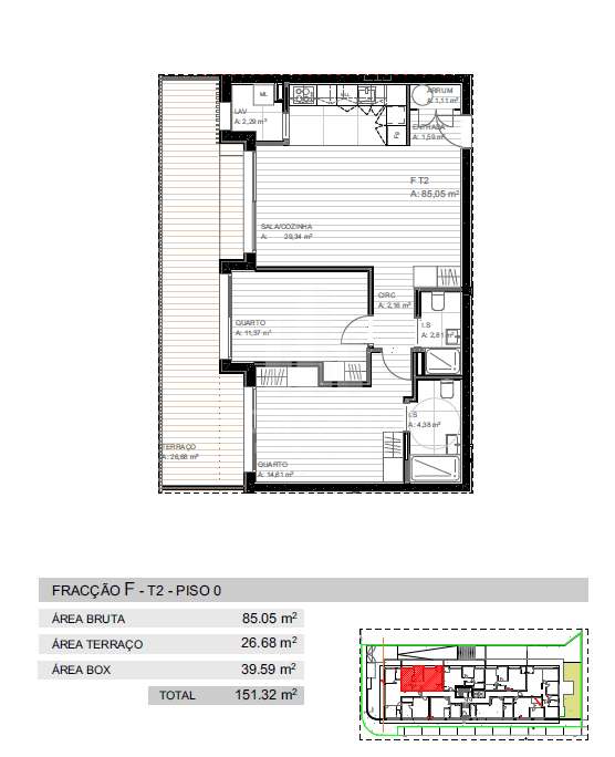 Apartamento  T2 com Terraço e garagem  para 2 carros com áreas amplas - Grande imagem: 4/15