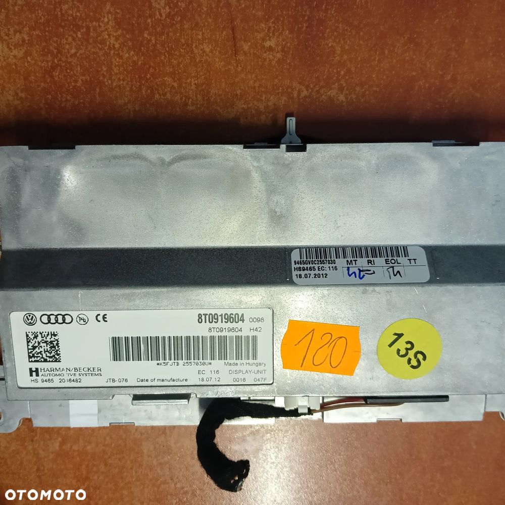 WYŚWIETLACZ EKRAN NAWIGACJI MMI 8T0919604 AUDI A5 8T A4 B8 - 2