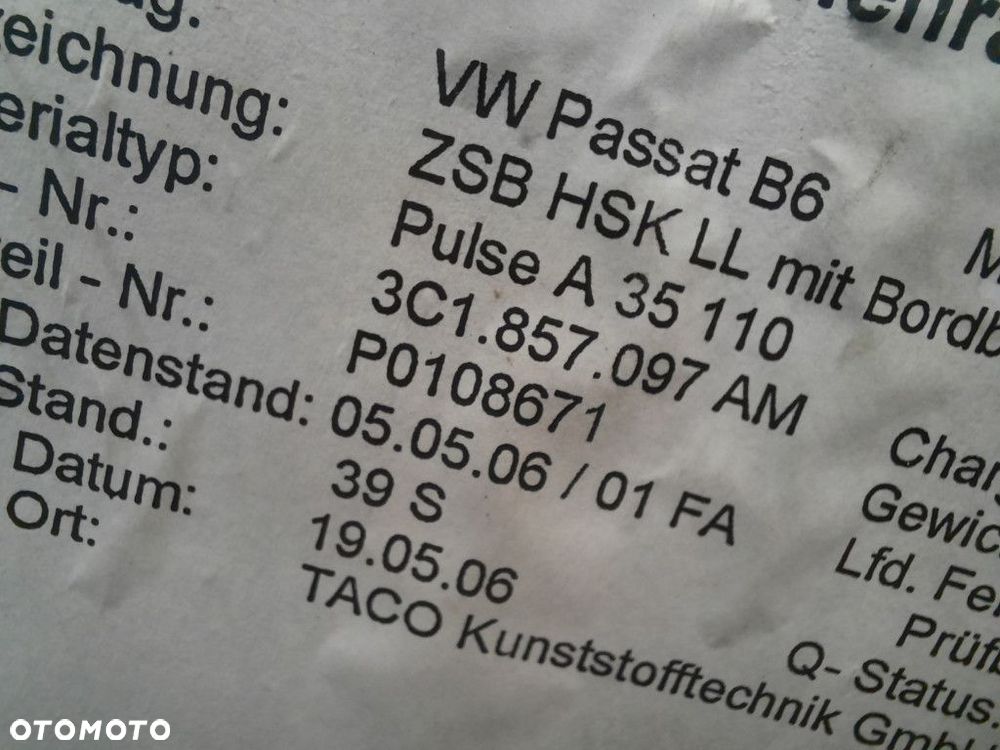 VOLKSWAGEN PASSAT B6 05-10 SEDAN SCHOWEK PASAŻERA 3C1857097AM - 10