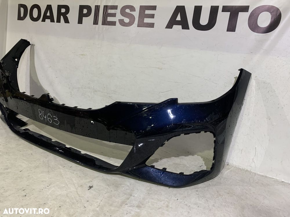 Bara fata BMW Seria 3, G21/G21, M-Sport, 2019, 2020, 2021, 2022, cod origine OE 51118069346, cu gauri pentru senzori de parcare (6). Fisurata usor mijloc jos. - 2