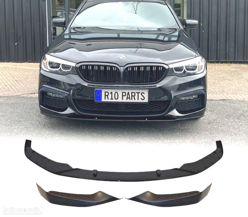 SPOILER FRONTAL BMW G30 G31 17-19 LOOK M TECH PRETO BRILHANTE + SPLITTERS - 1