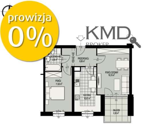 2-Pok mieszkanie z balkonem w nowej inwestycji