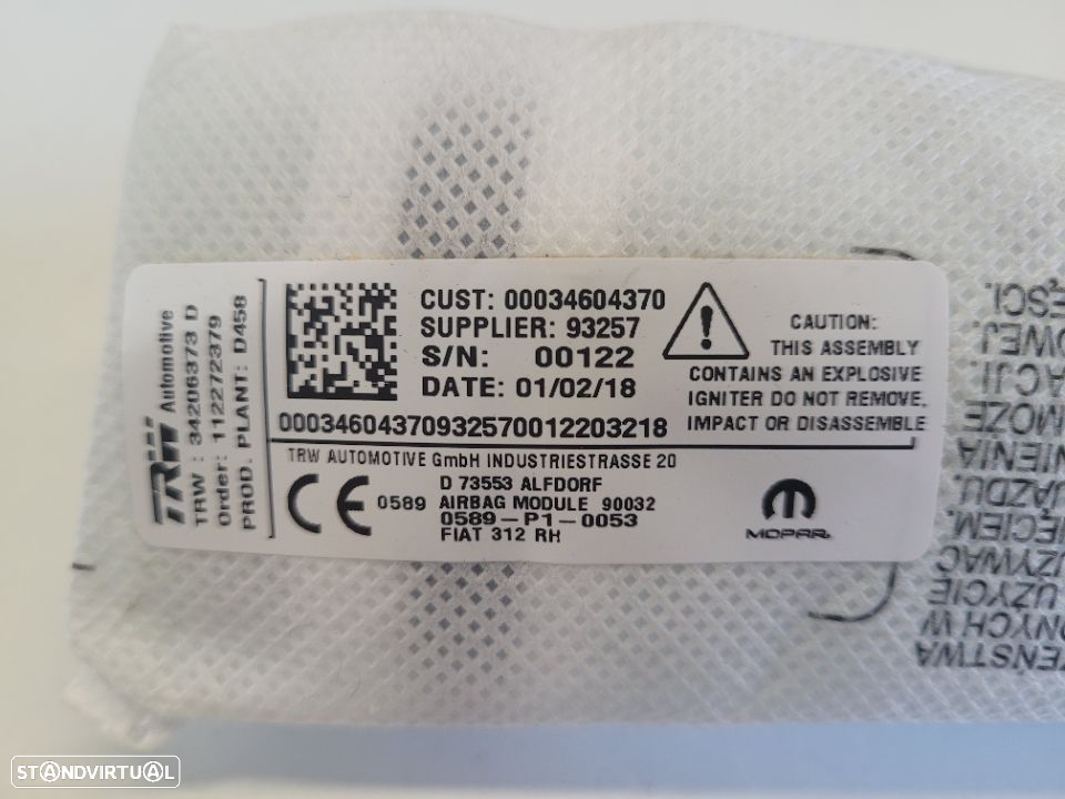 Airbag do banco passageiro / direito Fiat 500 - 3