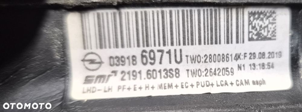 Lusterko Lewe Opel Insignia B 20Pin Kamerka 39186971U - 7