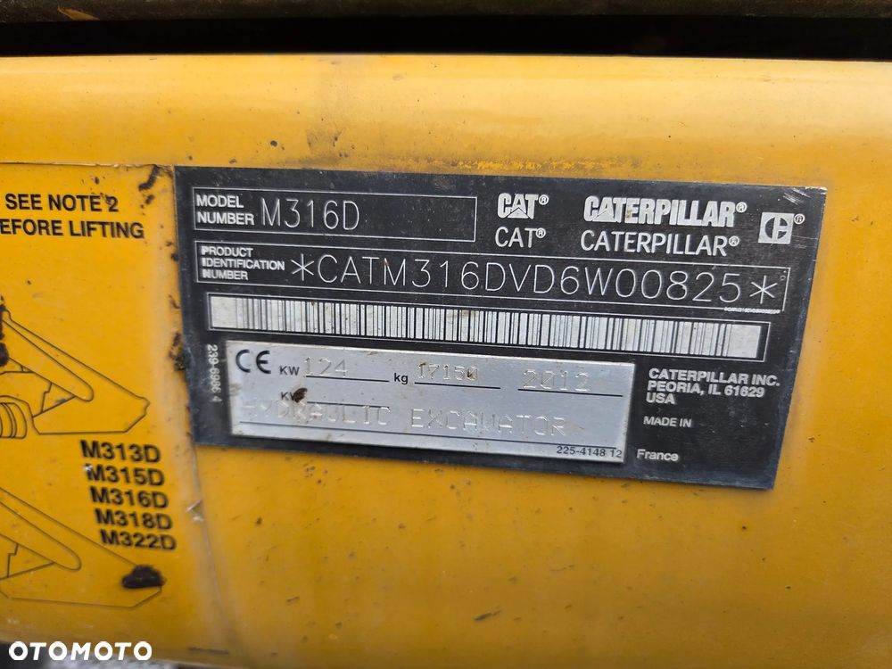 Caterpillar M316D / z Niemiec / Tylko 7500 mth / Bez DPF i AD Blue / - 7