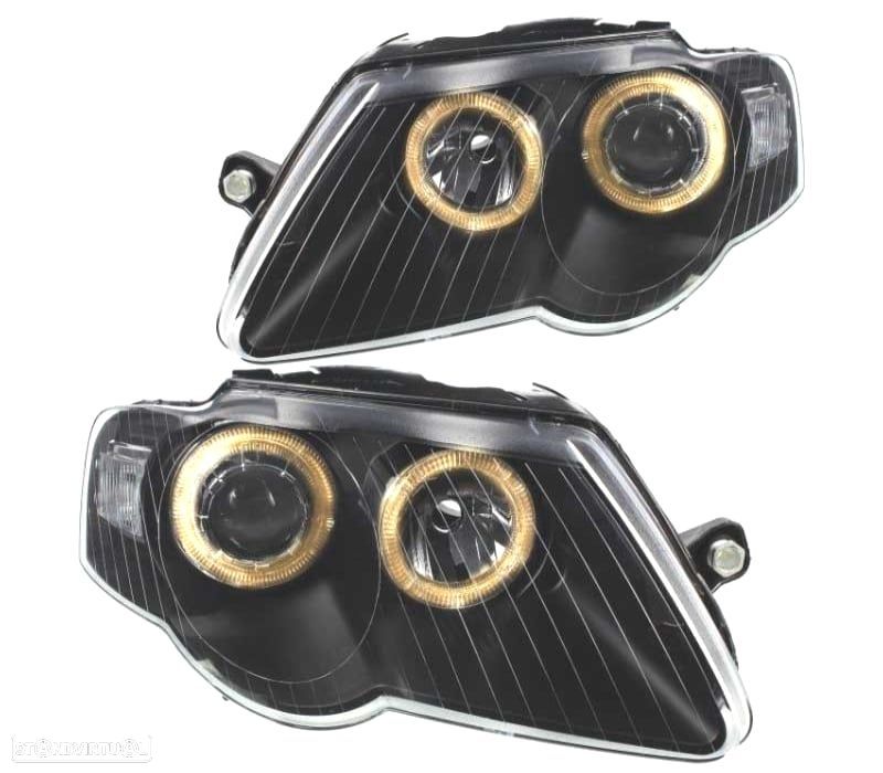 FARÓIS VOLKSWAGEN VW PASSAT 3C 05-10 ANGEL EYES FUNDO NEGRO - 1