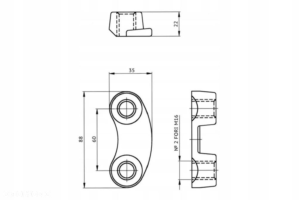 NAKRĘTKA ZĘBA 36100312 rozstaw otw 60mm do maschio - 2