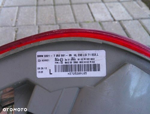 BMW 3 E92 E93 LIFT LCI LEWA TYLNA LAMPA ORYGINAŁ 6321-7252091-05 - 3