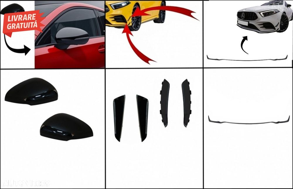 Kit Ornamente bara fata flapsuri cu Lip Bara Fata si Capace Oglinzi Mercedes A-Cla- livrare gratuita - 1