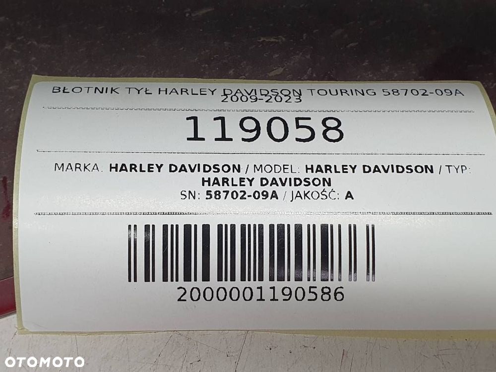 BŁOTNIK TYŁ HARLEY DAVIDSON TOURING 58702-09A 2009-2023 - 13