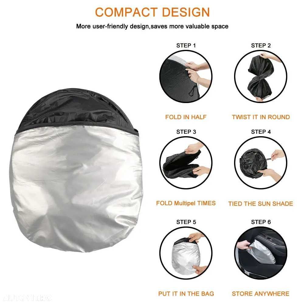 Parasolar AUTO Parbriz AUDI A3 A4 A5 A6 Q3 Q5, 140x70cm, Ultra Pliabil - 5