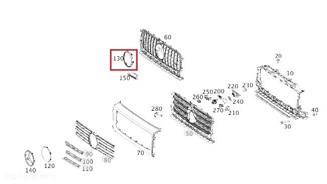 MERCEDES G-KLASA W463 Gniazdo mocowanie emblematu przod OE - 2