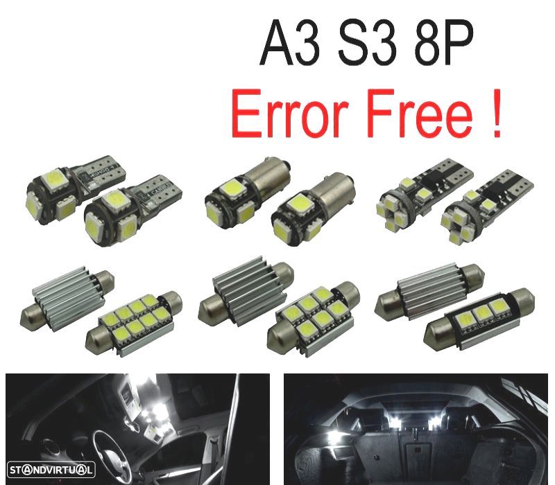 KIT COMPLETO 12 LAMPADAS LED INTERIOR PARA AUDI A3 S3 8 P 06-13 - 1