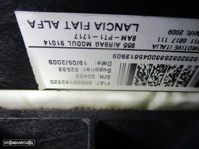 Kit Airbags 615847500B 61554937B 50508413 53284388 34056654  01560832690  6091380490 1560891750  00505162320  34054468D ALFA ROMEO MITO FASE 1 2019 1.3JTD 90CV 3P PRETO PRETO  DANIFICADO - 30