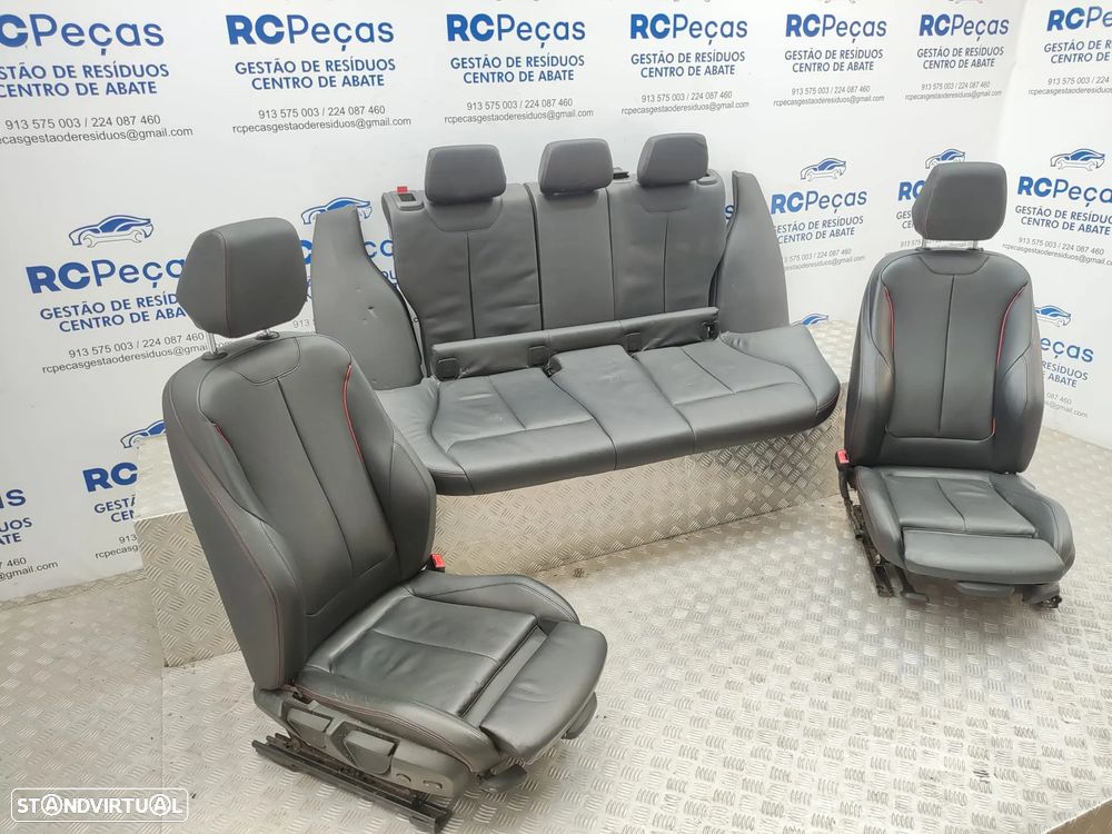 Conjunto Bancos em Pele BMW Serie 1 F20 Pack M Eletricos Memoria Costura Vermelha 2012 a 2019 - 3