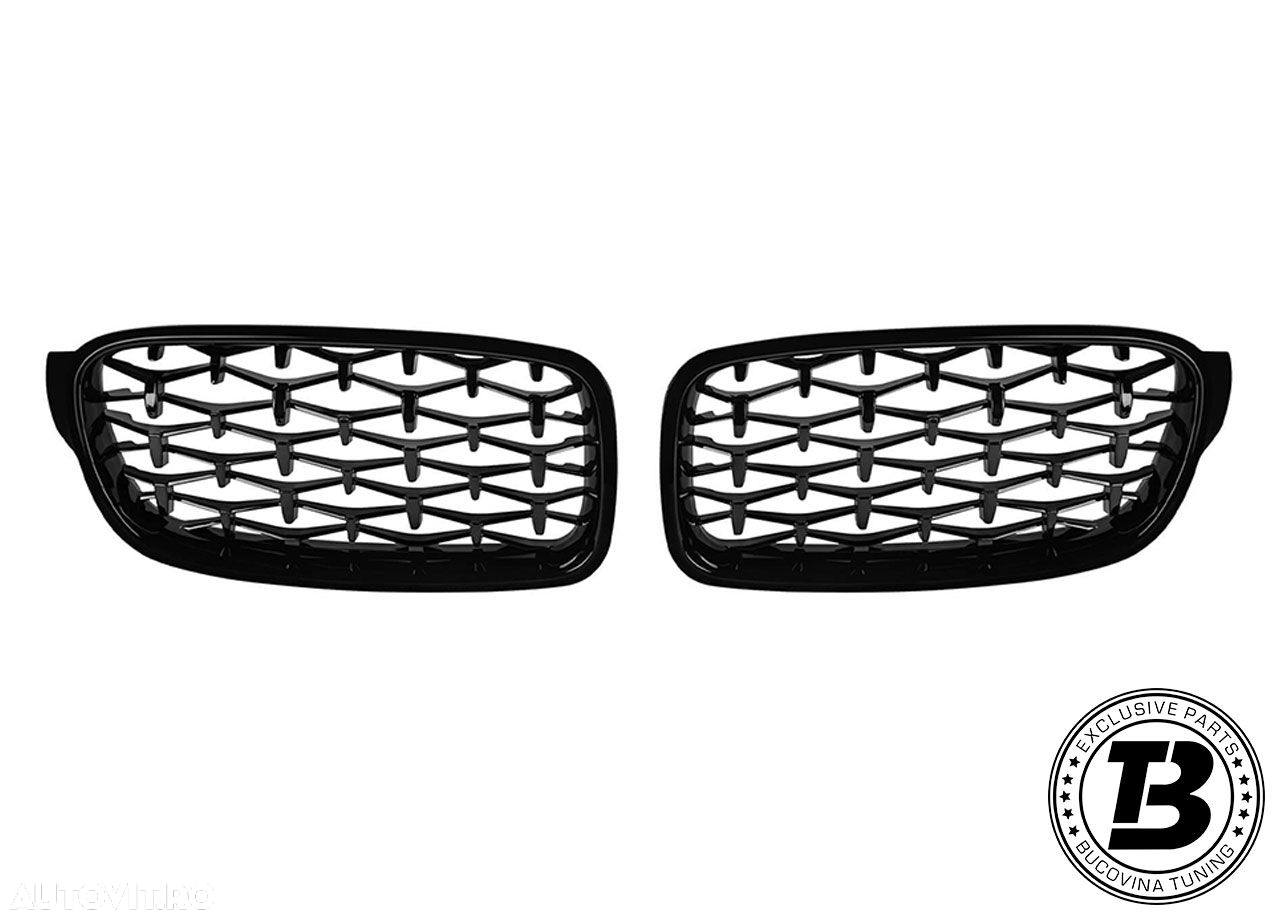 Grile Duble compatibile cu BMW Seria 3 F30 F31 Diamond Black Design - 2