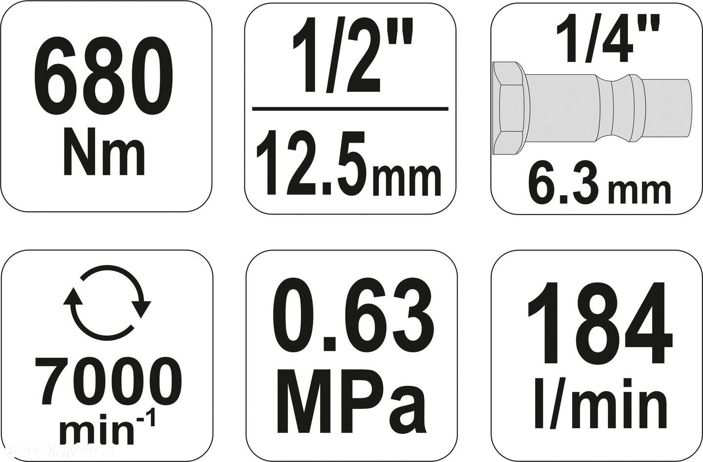 YATO KLUCZ PNEUMATYCZNY 1/2" 680NM KOMPOZYT - 6