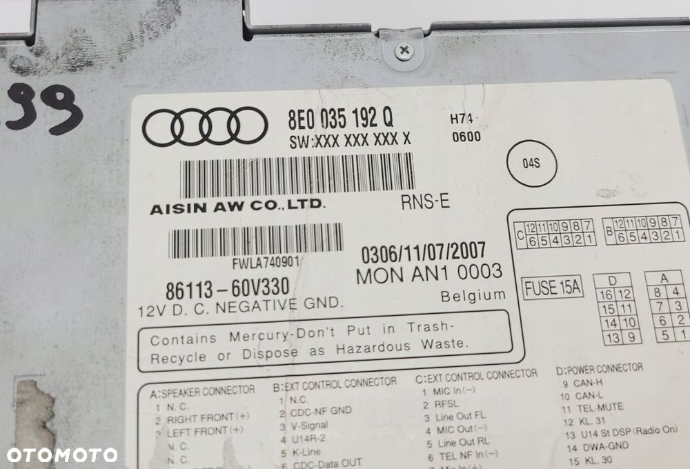 AUDI A4 B6 B7 RNS-E RADIO NAWIGACJA NAVI KOD MENU PL 8E0035192Q - 9
