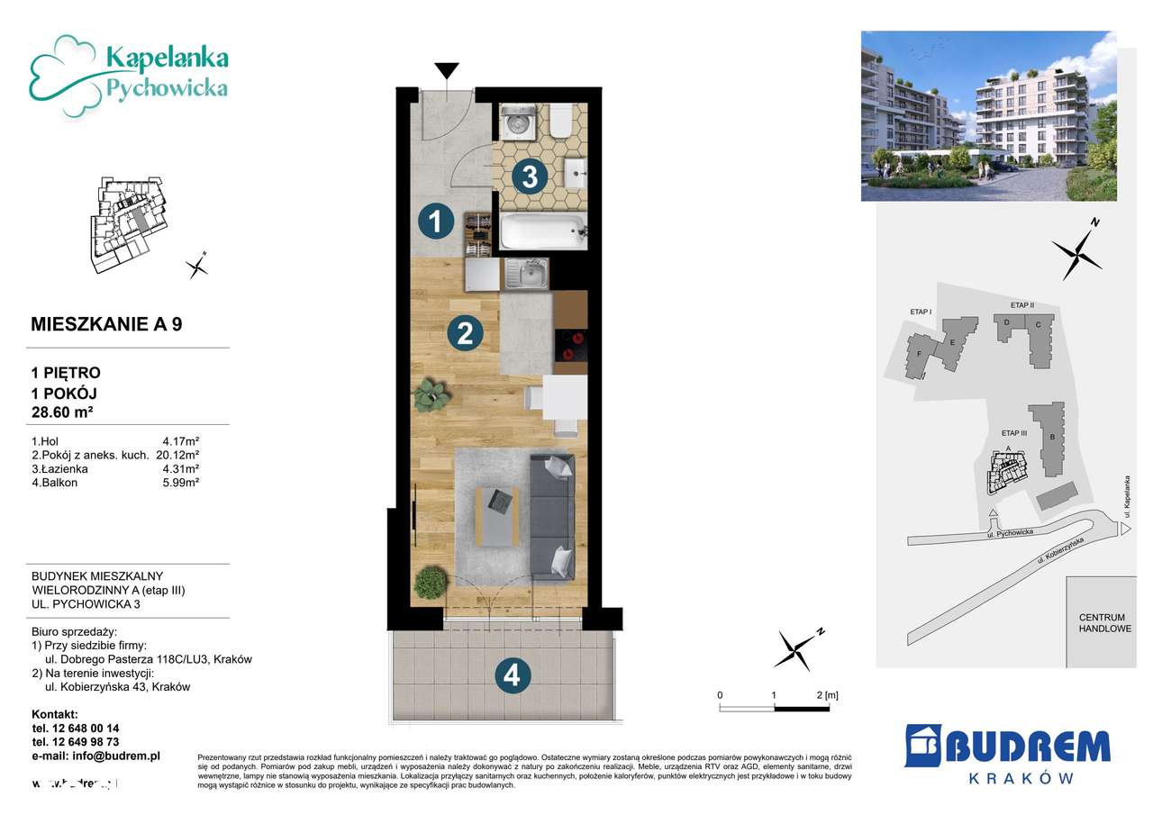 1-pokojowe mieszkanie 28m2 + balkon Bezpośrednio - Pełny obrazek: 2/24