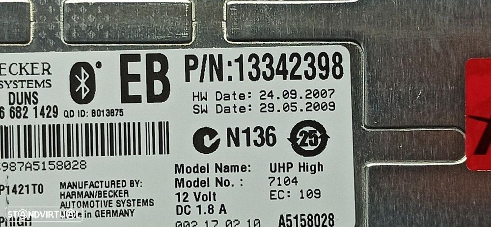 UNIDADE DE CONTROLE BLUETOOTH OPEL ASTRA J LIM. ENJOY - 3