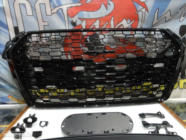 Grelha frontal AUDI A4/S4 B9 15-19 RS4 look com suporte para símbolo em preto brilhante - 11