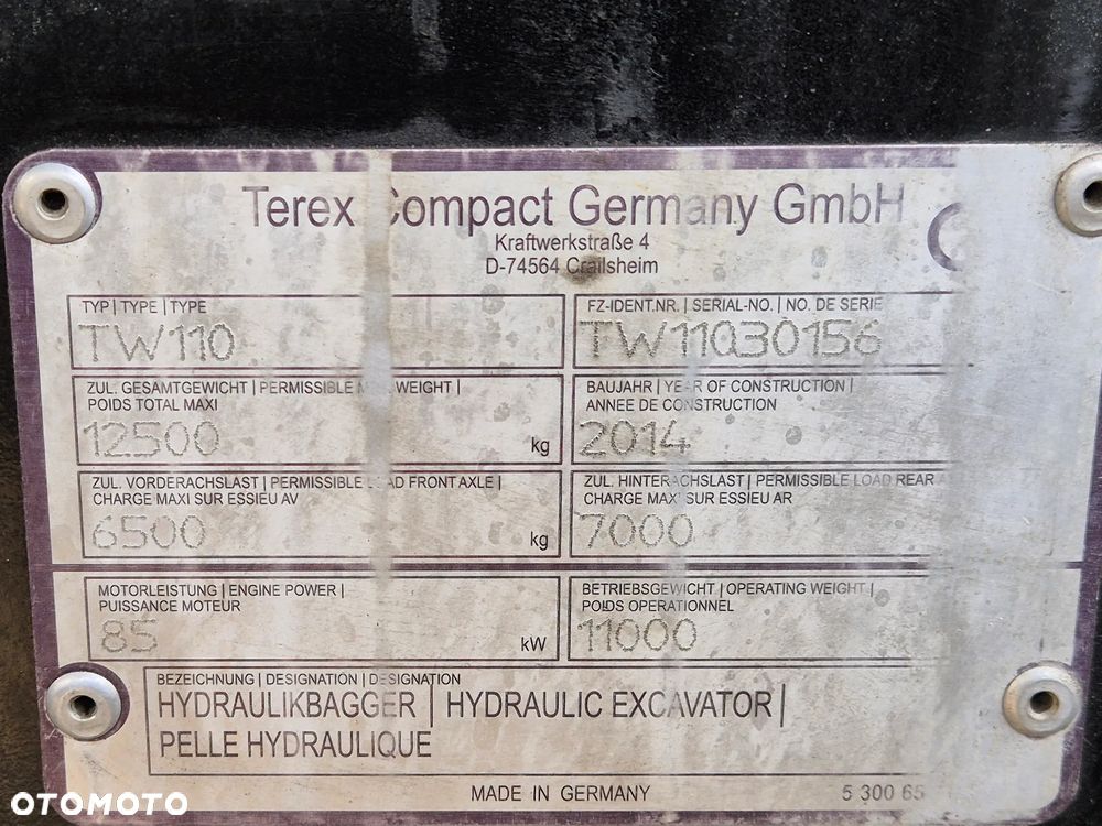 Terex TW 110 / TW 85 / TW 95 / 2014 ROK / SCHAEFF/YANMAR B95, 110 / KOMATSU 98 - 17