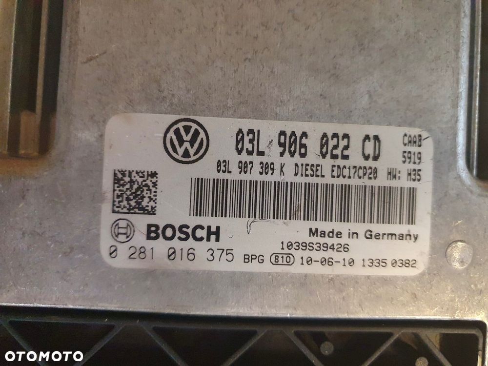 KOMPUTER STEROWNIK SILNIKA VW TRANSPORTER T5 2.0 TDI 0281016375 03L906022 - 2