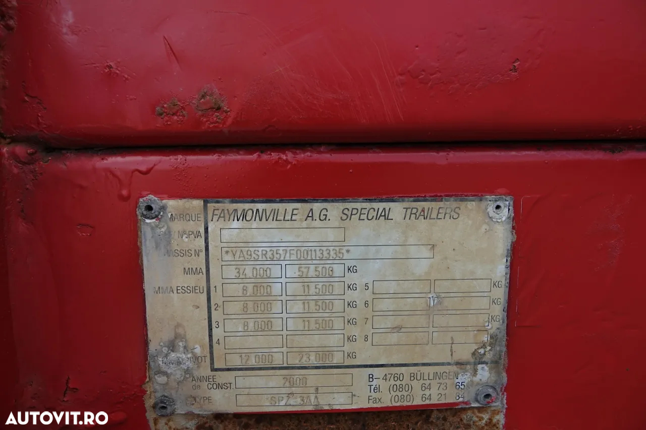 Faymonville SPZ-3AA / REMORCA AUTO / EXTENSIBILA / 29 M / SUSPENSION HIDRAULICA / AXI DE DIRECTION - 28